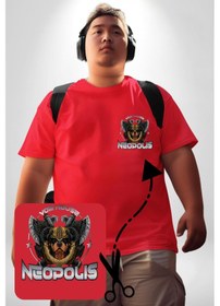 Resim Angemiel Neopolis Rottweiler Viking Kırmızı Büyük Beden Kadın Basic Minimal Baskılı Tişört Kırmızı 