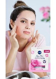 Resim Aqua Rose Hyaluron Ve Organik Gül Suyu İçeren Nemlendirici Kağıt Maske, 1 Adet, Tüm Cilt Tipleri İçin, Yoğun Nemlendirme, Işıltılı Cilt 