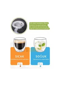 Resim 4 Lü Set Cappuccino Bardağı Latte Bardağı Çift Cidarlı Bardak Americano Bardağı 250 Ml Kahve Bardağı Şeffaf 