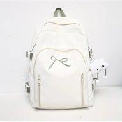 Resim Honeybeeshop Beyaz Renkli Şık Ve Çok Fonksiyonlu Büyük Kapasiteli Kemer Desenli Seyahat Sırt Çantası Beyaz 