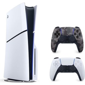 Resim Sony Playstation 5 slim Cdli versiyon + 2.kol Dualsense Kamuflaj gri ( İthalatçı Garantili ) 