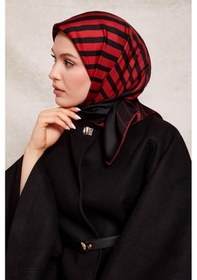 Resim Levidor Şerit Desen Twill İpek Eşarp-0909 Kırmızı 