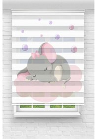 Resim Perdecizade Enxboy Uyuyan Fil Dijital Baskili Zebra Perde-cocuk Odasi-stor Perde Pz-308 Renkli 