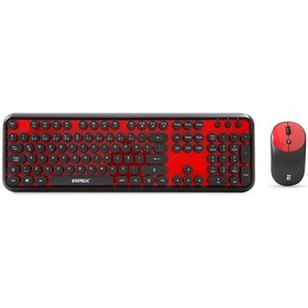 Resim Everest Round Km-6282 Siyah Kırmızı Kablosuz Qmultimedia Klavye + Mouse Set Diğer 