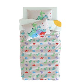 Resim Dinotopia Çift Taraflı Pamuk Saten Çok Renkli Çocuk Nevresim Seti 140x200cm 
