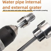 Resim 1/2" & 3/4" Borular için 2'si 1 Arada Entegre Boru İpliği - Ağır Hizmet Tipi Alüminyum Çift Fonksiyonlu Alet, İç ve Dış Diş Kesme, Ergonomik Tutma Yeri - Tesisatçılar & DIY Boru Tamir Gereçleri için İdeal, Boru Montajcı Araçları, Tesisatçı Temel Gereçleri, Çift Fonksiyon Tasarımı, Sağlam Yapı 