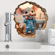 Resim 1 adet Falfu Delikten Bakar Komik Fare Duvar Sticker - Esprili Banyo Dekoru, Yüzeyler için Kendinden Yapışkanlı Çıkarılabilir PVC Etiket, Yarı Mat Bitiş, Kolay Yapıştır & Soyulabilir Tasarım, Eğlenceli Dekor Aksesuarı, Tuhaf Dekor Öğesi, Ev Dekorasyonu, Fantazi Teması, Dayanıklı Malzeme, Yaratıcı Dekoratörler 