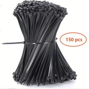 Resim 150 Adet Ağır Hizmet Tipi Kablo Bağları 10.16-25.4 cm 22.68KG Çekme Dayanıklılığı Kendinden Kilitlemeli Siyah Naylon Bağlama Bandı - Katlanabilir Tasarım ile Yerden Tasarruf Sağlayan Depolama, İç ve Dış Mekan Kullanımı için Güvenli Sabitleme | Yüksek Mukavemet Malzeme, Yeniden Kullanılabilir Kablo Bağları 