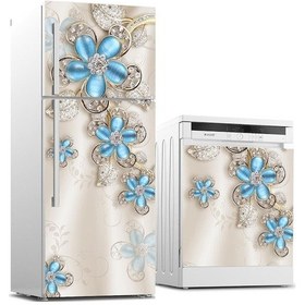 Resim Buzdolabı Ve Bulaşık Makinası Beyaz Eşya Sticker Kaplama 3D Çiçek (540887385) 