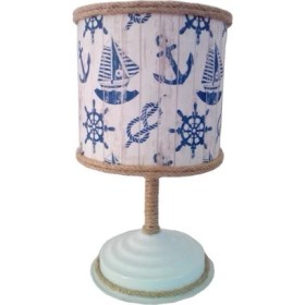 Resim Onay Avize Halatlı Gemili 2.li Set M-0372 Kumaş Kaplama Genç ve Çocuk Odası Avize ve Abajur Takımı 