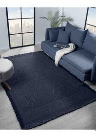 Resim Carpetrium Antique Mnc Dark Blue - Dört Tarafı Saçaklı Pamuklu Yıkanabilir Kilim 