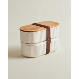 Resim Madame Coco Magou 2'li Ahşap Kapaklı Lunch Box - 2x1000 ml 