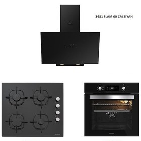 Resim Silverline BO65E4B01 - CS5335B02 - 3481 Flam 60 Siyah Ankastre Set 