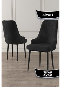 Resim Canisa Trex Serisi 1.sınıf Babyface Kumaş Siyah Metal Ayak 4 Adet Siyah Sandalye Sandalye Siyah Ayaklar Siyah 