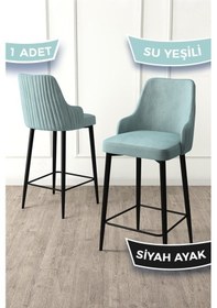 Resim Canisa Enox Serisi,1 Adet Su Yeşili Sandalye Yemek Odası Bar Sandalyesi, Babyface Kumaş, Siyah Metal Ayak Sandalye Su Yeşili Ayaklar Siyah 