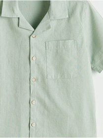 Resim LC Waikiki GiyÇık Store Yeşil Keten Karışımlı Erkek Çocuk Gömlek 