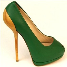 Resim Platform Kaşık Topuk Yeşil Hakiki Deri Kadın Ayakkabı Çok Renkli 