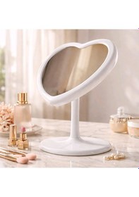 Resim Kalpli Led Işıklı Makyaj Aynası Beyaz 