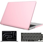 Resim NovStrap Apple Macbook Pro 14 inç M3 A2992 A2918 ile Uyumlu Parlak Kılıf + Siyah Klavye Kılıfı +Film 