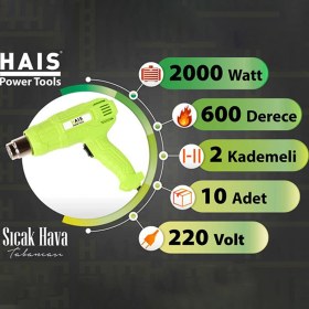 Resim Badem10 Haıs HG08 Sıcak Hava Tabancası 2 Kademeli 2000W 