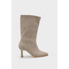 Resim Shoemark Lita Bej Hakiki Deri Süet Bayan Çizme 