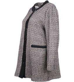 Resim Gala-xi Minimalist Herringbone Desen Midi Uzun Kol Kadın Hırka - Siyah / 44 
