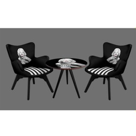 Resim ReHome Artemis Fiskos Tekli Koltuk Seti - Siyah 