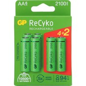 Resim GP 6'lı (4+2) ReCyko 2100 Serisi NiMH AA Kalem Boy Şarjlı Pil(GP210AAHCEMTR-2GBE6) 