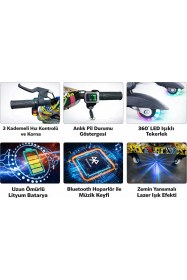 Resim Drift Car Elektrikli Scooter Hoverboard Oturaklı Kaykay Bluetooth Hoparlörlü Rs-R1 