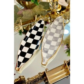 Resim Damalı Siyah Yaprak Tabak 