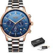 Resim Hanyang Gül Altın Mavi S 2022 Lıge Saatler Erkek Moda Spor Kuvars Saat Üst Marka Lüks Iş Adamları Izle Su Geçirmez Bilek Saatler Relogio Masculino (Yurt Dışından) 