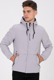 Resim Mood Street Baskılı Su İtici Slim Fit Erkek Yağmurluk Mont - GRI / M 