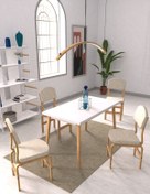 Resim VİLİNZE Ege Sandalye Avanos Ahşap Mdf Mutfak Masası Takımı - 70x120 Cm 