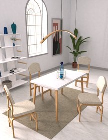 Resim VİLİNZE Ege Sandalye Avanos Ahşap Mdf Mutfak Masası Takımı - 70x120 Cm 