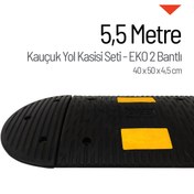 Resim İleri Trafik Kauçuk Hız Kesici, Yol Kasisi 40 x 50 x 4,5cm - EKO 2 Bantlı - 5,5 Metre 