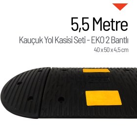 Resim İleri Trafik Kauçuk Hız Kesici, Yol Kasisi 40 x 50 x 4,5cm - EKO 2 Bantlı - 5,5 Metre 
