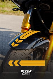 Resim Bricave Made in Hell Şerit Motosiklet Çamurluk Etiket Sticker 5,5x34cm 