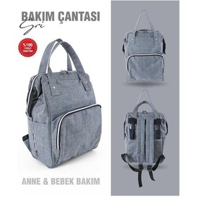 Resim Tommybaby Anne Bebek Bakım Sırt Çantası Biberon Termoslu Sıvı Geçirmez Bebek Çantası Gri 