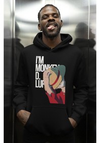 Resim Sevbano I'm Monkey D. Luffy Baskılı Unisex Oversize One Piece Anime Karak Siyah 