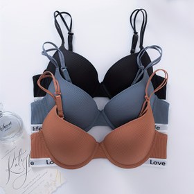 Resim 3 Parça Kış Mektup Baskılı Çelik Sütyen, Rahat ve Seksi Toparlayıcı İç Çamaşırı, Ayarlanabilir Omuz Askıları 