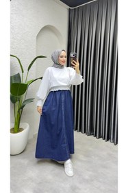 Resim M O L İ T A Düz Kesim Kot Etek 100 cm 