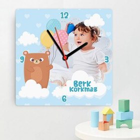 Resim Fotoğraflı Şirin Erkek Bebek Duvar Saati 