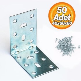 Resim Mobilya (50 ADET) Eşya Dolap Duvara Sabitleme Köşebent Bağlantı Aparatı L Demiri Gönye 40x60x60 Mm 