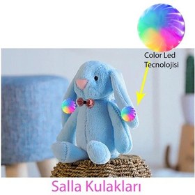 Resim Led Işıklı. Uyku Arkadaşı Uzun Kulak Bunny Peluş Tavşan 65Cm Mavi 