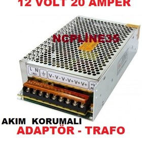 Resim 12 Volt 20 Amper Kamera Sistemi Güç Power Akım Korumalı Adaptö 