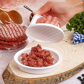 Resim Kolay Çıkarılabilir Burger Presi Köfte Yapıcı - Barbekü ve Izgarada Mükemmel Boyutlu Hamburger Kalıbı Halkaları, Tekrarlanabilir Et Patileri için Dayanıklı Polipropilen Mutfak Aleti, Kapaklı Pratik Mutfak Gereci, Kolay Tutma Saplı 