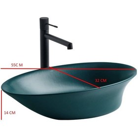 Resim Lena - Tezgah Üstü Porselen Lavabo Yeşil Outlet - Eh-4610my- Diğer 