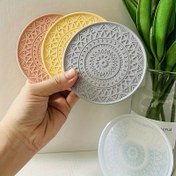 Resim Silikon Kalıp-Desenli Bardak Altlığı Reçine Kalıbı Yuvarlak Bardak Altlığı Alçı Kalıbı El Yapımı Çimento Bardak Altlığı Silikon Kalıbı Çiçek Kahve Altlığı Reçine Kalıbı İzolasyon Pedi Beton Kalıbı 