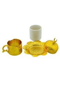 Resim Lalezar 6 Kişilik 24 Parça Altın Renkli Türk Kahvesi Fincan Seti 