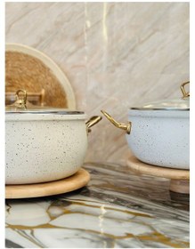 Resim 4 Parça Beyaz Granit Kaplama Güveç Tencere Seti 26 Cm + 24 Cm Beyaz 